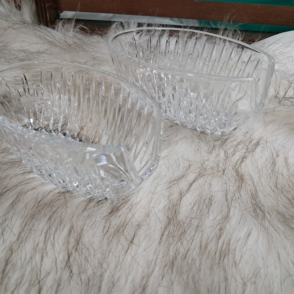 2 Crystal Glass Spoon Rests - Picture 3 of 6